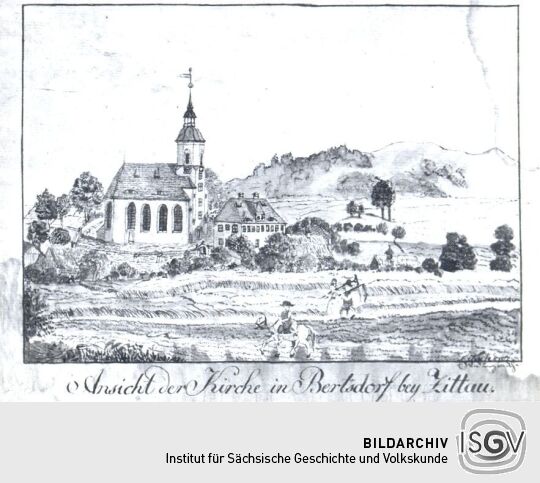 "Ansicht der Kirche in Bertsdorf bey Zittau"