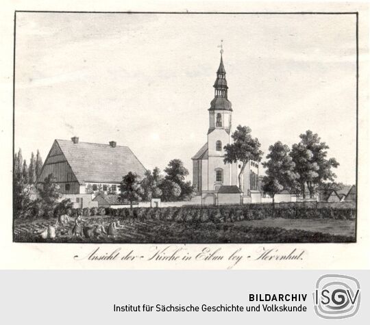 Ansicht der Kirche in Eibau bei Herrnhut