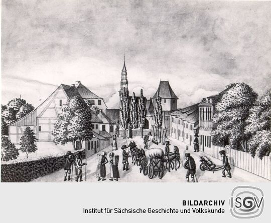 Gemälde mit Ansicht von Zwickau