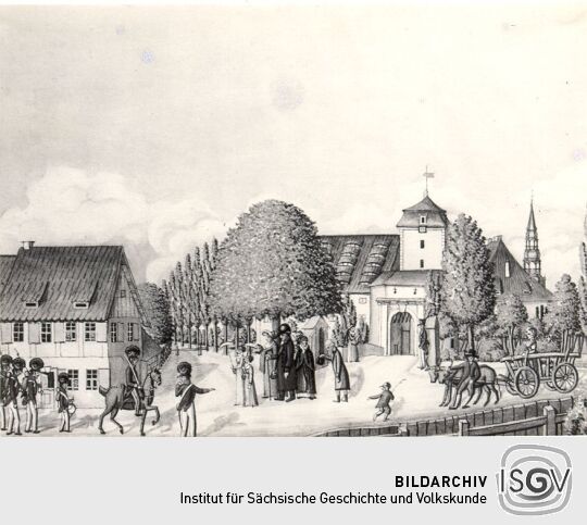 Gemälde mit Ansicht von Zwickau