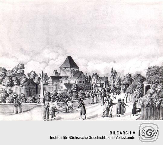 Gemälde mit Ansicht von Zwickau