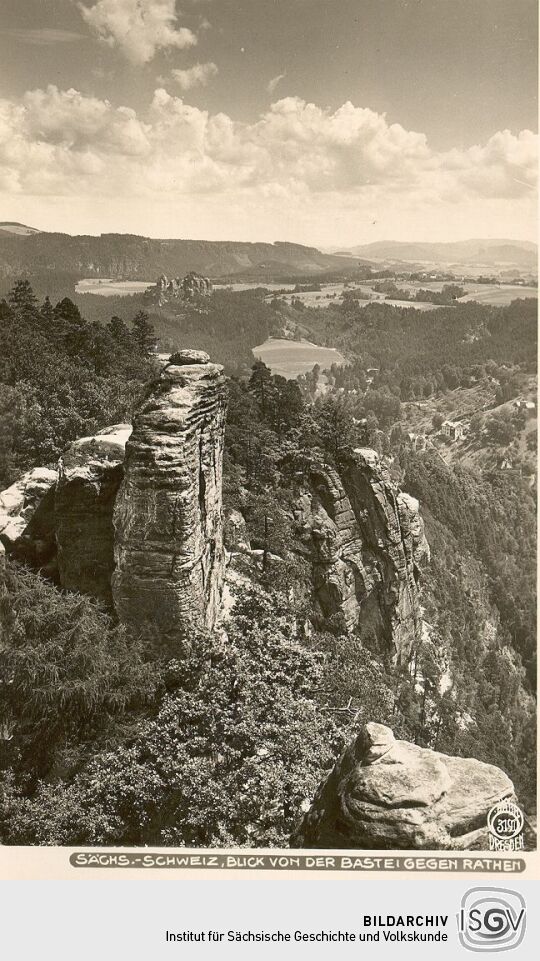 Postkarte: Blick in Richtung Nieder-Rathen
