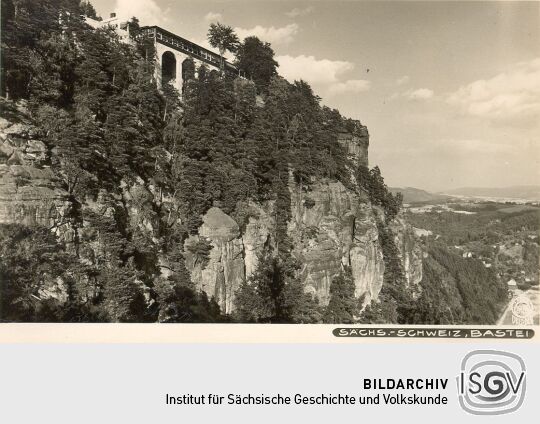 Postkarte: Die Bastei bei Rathen