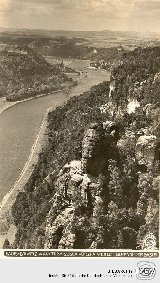 Postkarte: Blick in das Elbtal