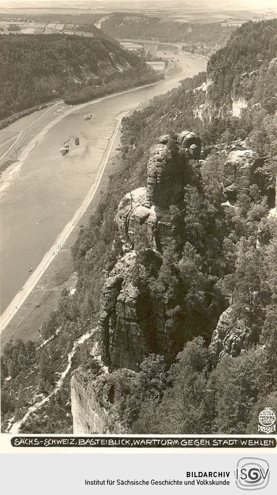 Postkarte: Blick in das Elbtal