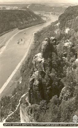 Postkarte: Blick in das Elbtal