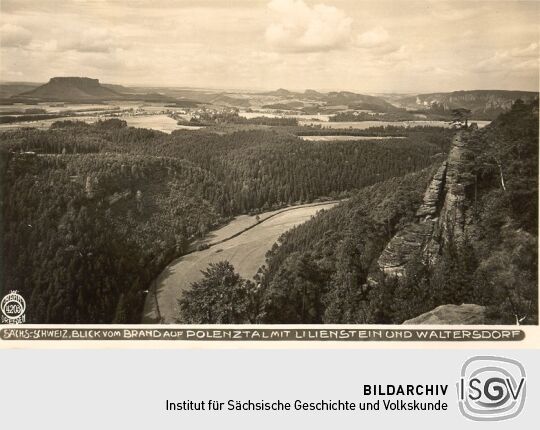 Postkarte: Blick vom Brand auf das Polenztal