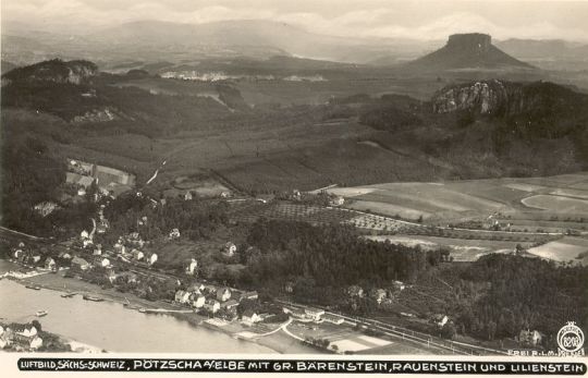 Postkarte: Pötzscha mit Großem Bärenstein