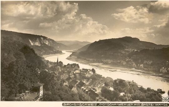 Postkarte: Die Elblandschaft bei Wehlen