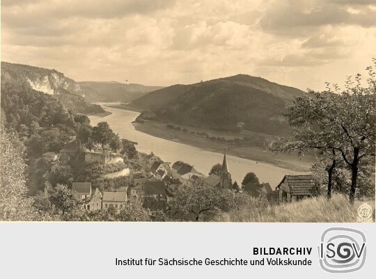 Postkarte: Die Elblandschaft bei Wehlen