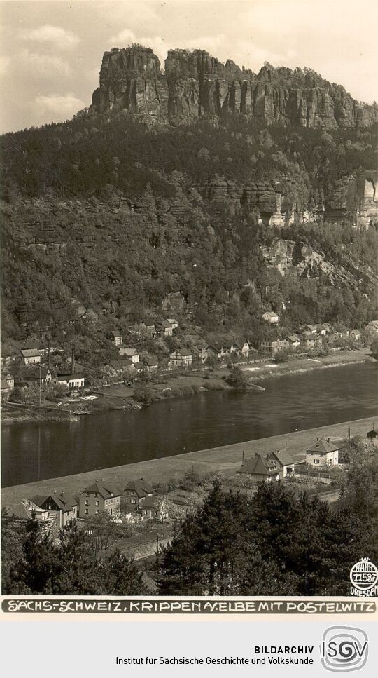 Postkarte: Blick nach den Schrammsteinen