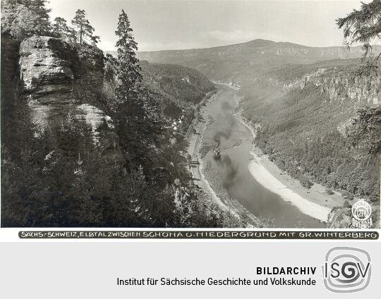 Postkarte: Großer Winterberg und Elbtal