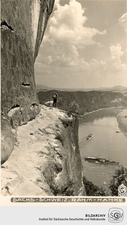 Postkarte: Blick von der Rahm-Hanke ins Elbtal