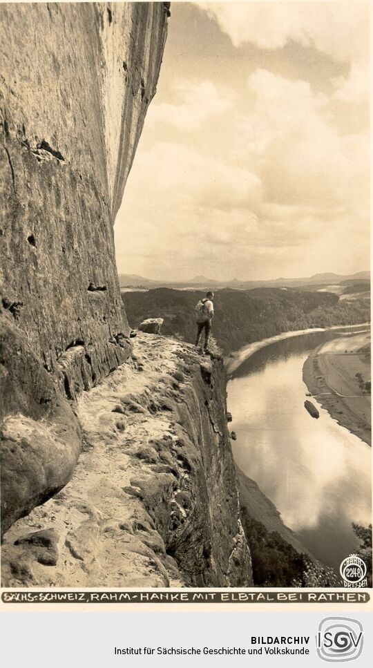 Postkarte: Blick von der Rahm-Hanke ins Elbtal
