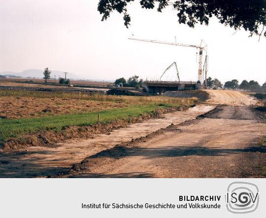 Landschaftsansicht mit Autobahnbaustelle