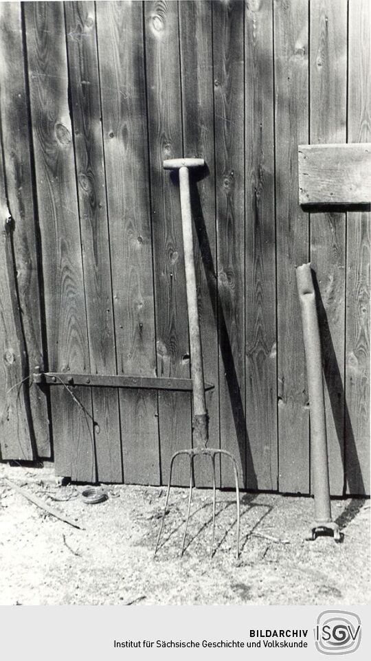 Landwirtschaftliches Arbeitsgerät in Sabrodt, Streugabel