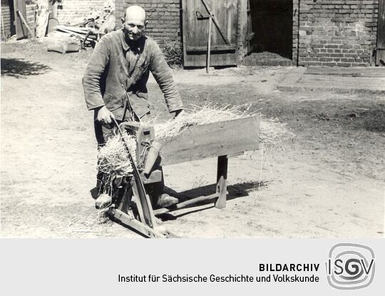 Landwirtschaftliches Arbeitsgerät in Bluno, Strohschneidestock