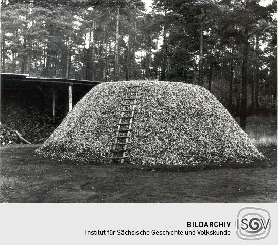 Holzkohlenherstellung in Rietschen, Kohlenmeiler