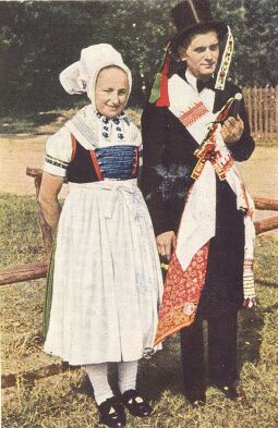 Bild: Eine Brautjungfer und verheirateter Hochzeitsgast in Schleife