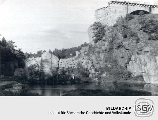 Zerstörte Autobahnbrücke am Abgott in Bautzen