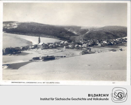 Postkarte mit Blick auf Oberwiesenthal