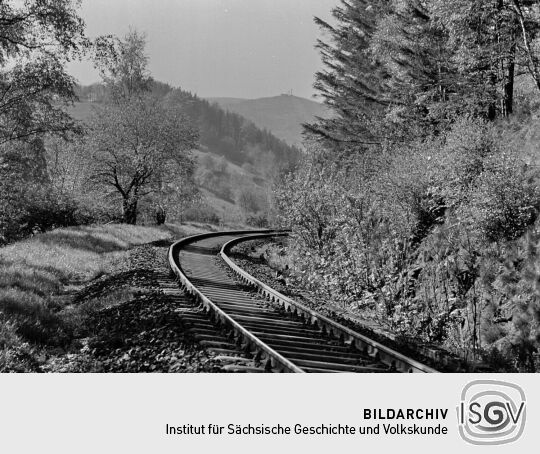 Landschaftsansicht mit Bahnstrecke bei Geising