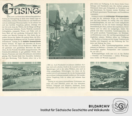 Werbefaltblatt für Geising