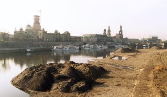 Elbe in Dresden bei Niedrigwasser