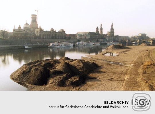 Elbe in Dresden bei Niedrigwasser