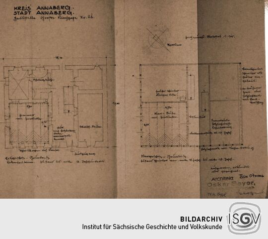 Rekonstruktionszeichnung eines Hauses in Annaberg-Buchholz