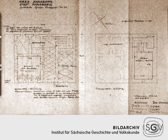 Rekonstruktionszeichnung eines Hauses in Annaberg-Buchholz