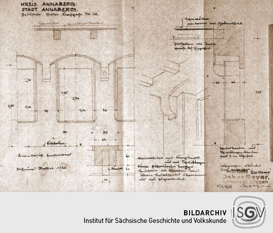 Rekonstruktionszeichnung eines Hauses in Annaberg-Buchholz