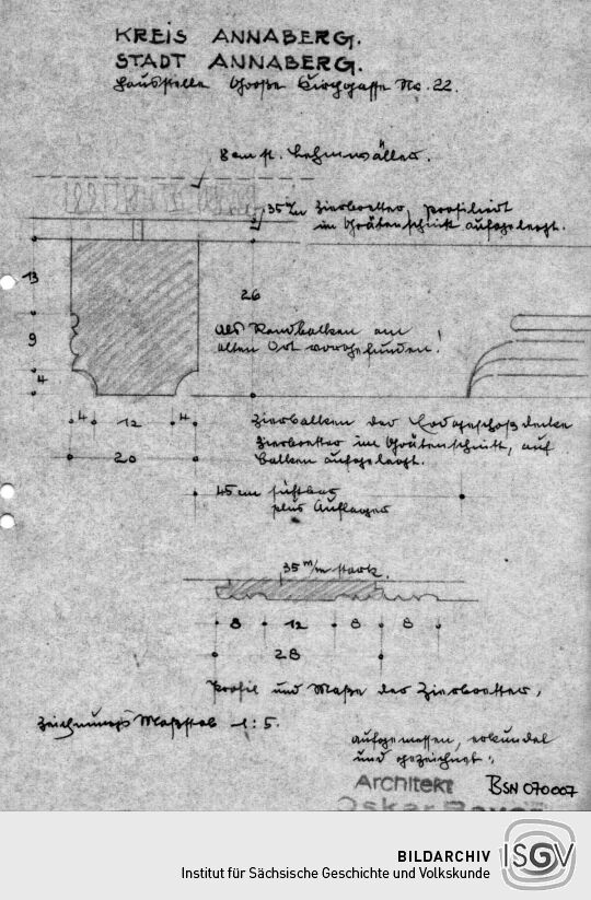 Rekonstruktionszeichnung eines Hauses in Annaberg-Buchholz