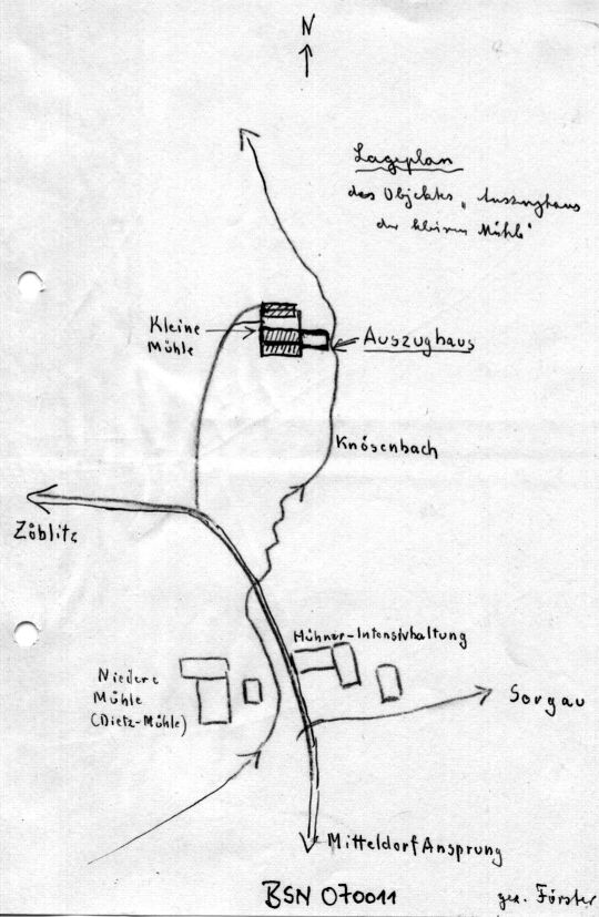 Lageplan des Objekts "Auszughauses der kleinen Mühle"