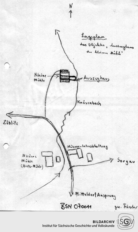 Lageplan des Objekts "Auszughauses der kleinen Mühle"