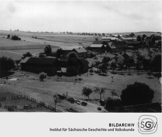 Blick vom Kirchturm auf das Oberdorf von Börnersdorf