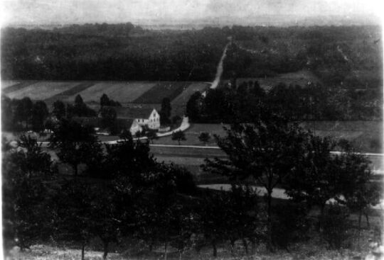 Blick auf die Taschenmühle und das ehemalige Niederholz in Golk