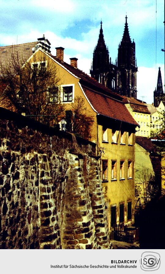 Die Roten Stufen in Meißen - Blick zum Dom