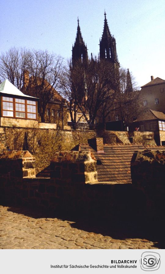 Meißen, Schlossbrücke - Blick zum  Dom