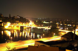 Bild: Meißen bei Nacht: Blick zu Elbbrücke von der Burg (Amtsgerichtshof)