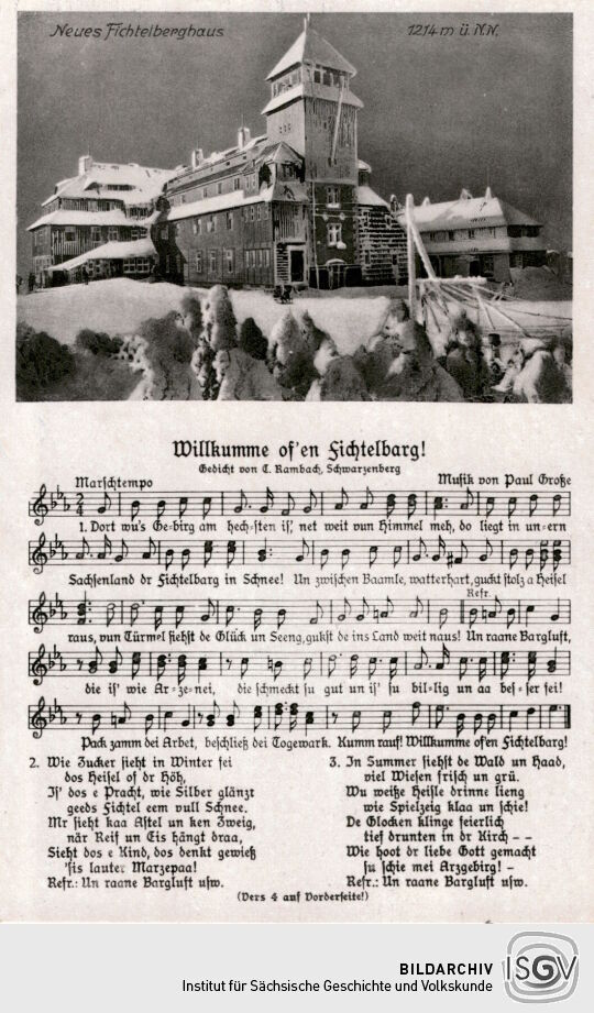 Postkarte 'Willkumme of`en Fichtelbarg'