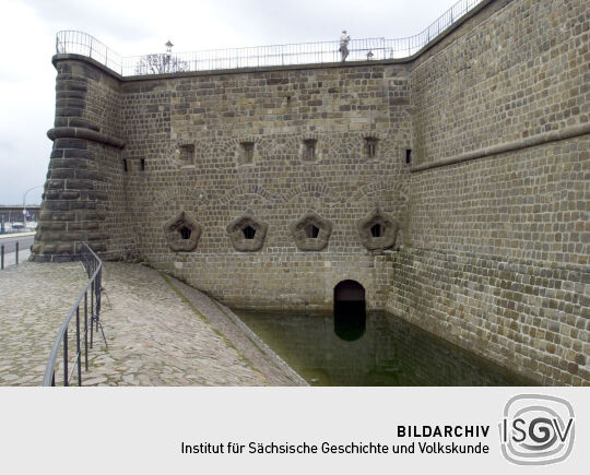 Festungsmauern des Kanonenhofs unter der Brühlschen Terrasse in Dresden