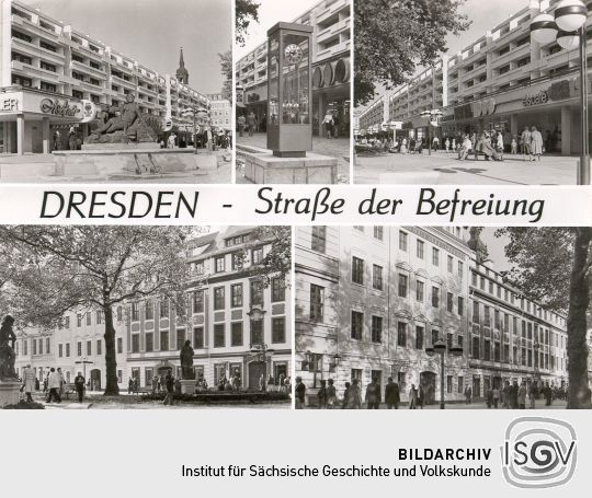 Postkarte: Die Hauptstraße in Dresden