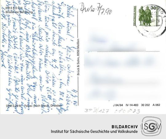 Postkarte: Die Hauptstraße in Dresden