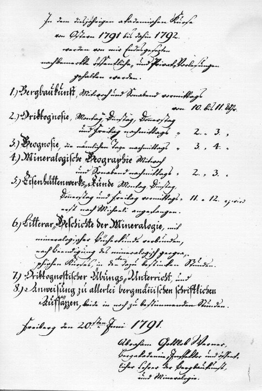 Vorlesungsankündigung der Bergakademie Freiberg