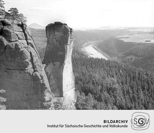 Der Teufelsturm im Elbsandsteingebirge bei Schmilka