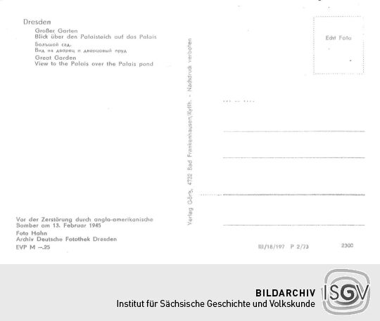 Postkarte Palais im Großen Garten