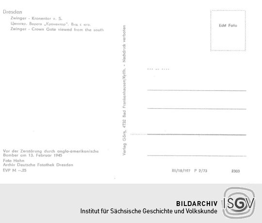 Postkarte Kronentor des Zwingers