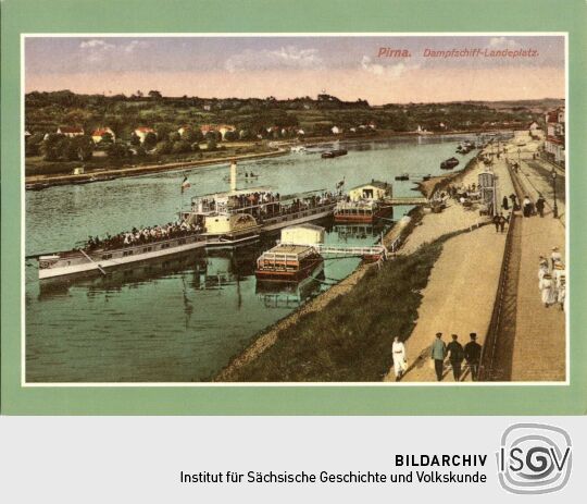 Postkarte Dampfschifflandungsplatz Pirna