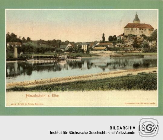 Postkarte Hirschstein an der Elbe